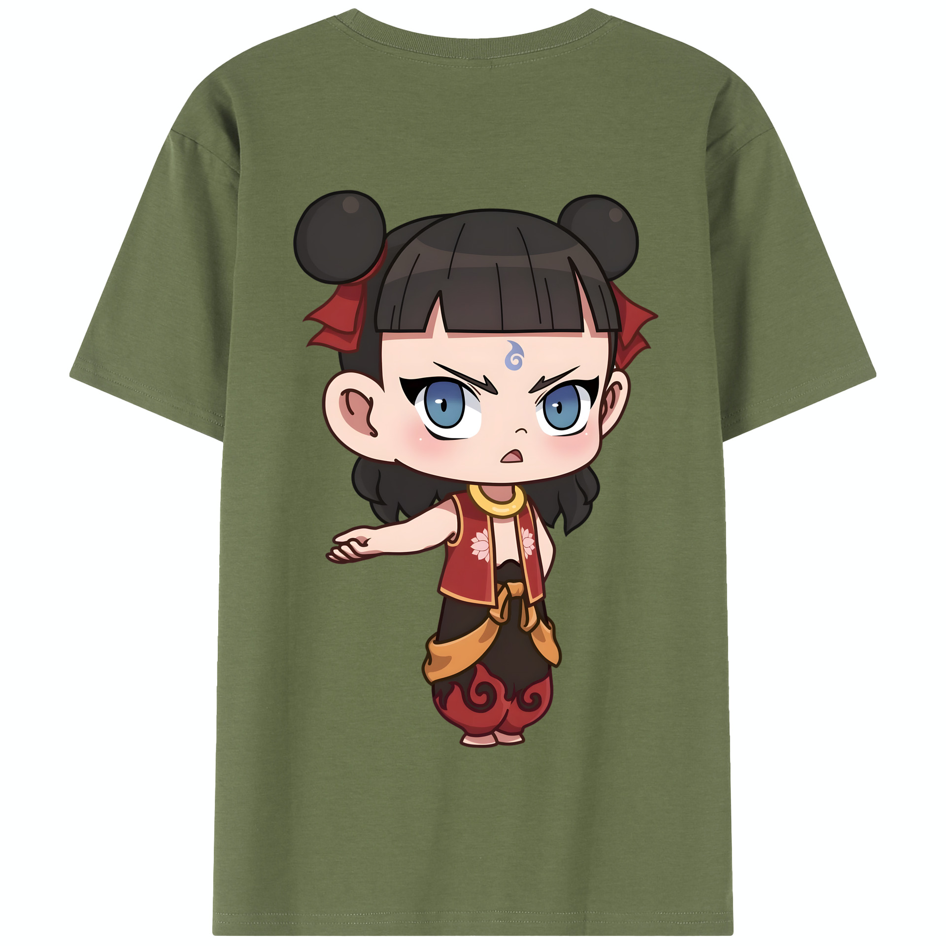（画像用） Ne Zha 2 ナタ 魔童の大暴れ 綿100％半袖Tシャツ（背面プリント）